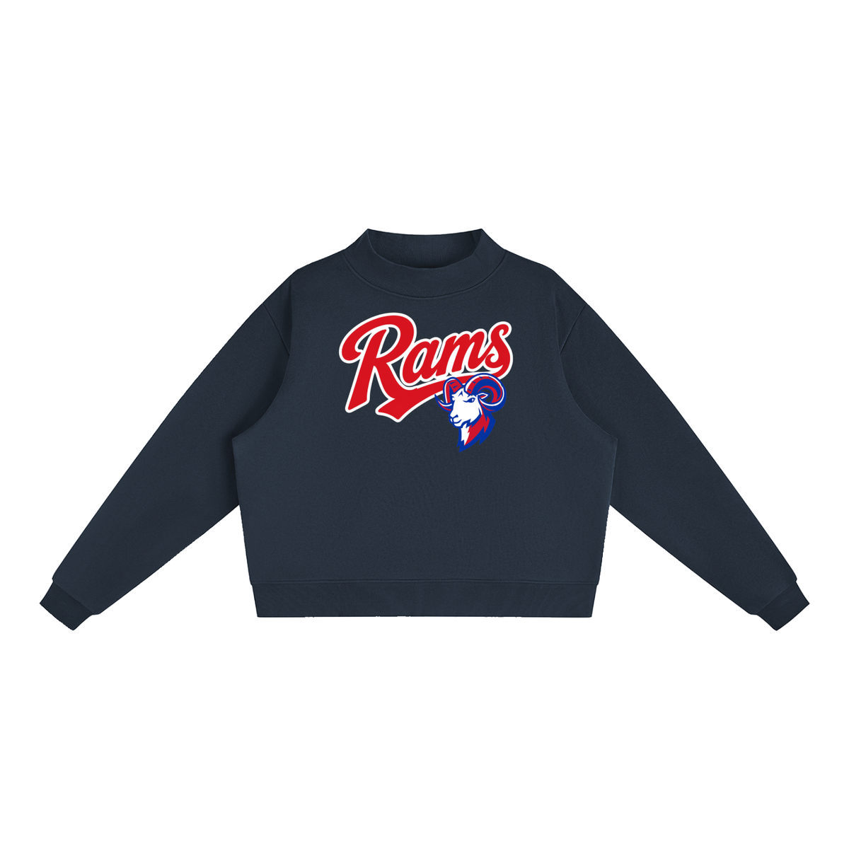Essential Fleece Mock-Neck Crew Sweatshirt - Paragould Rams_Red