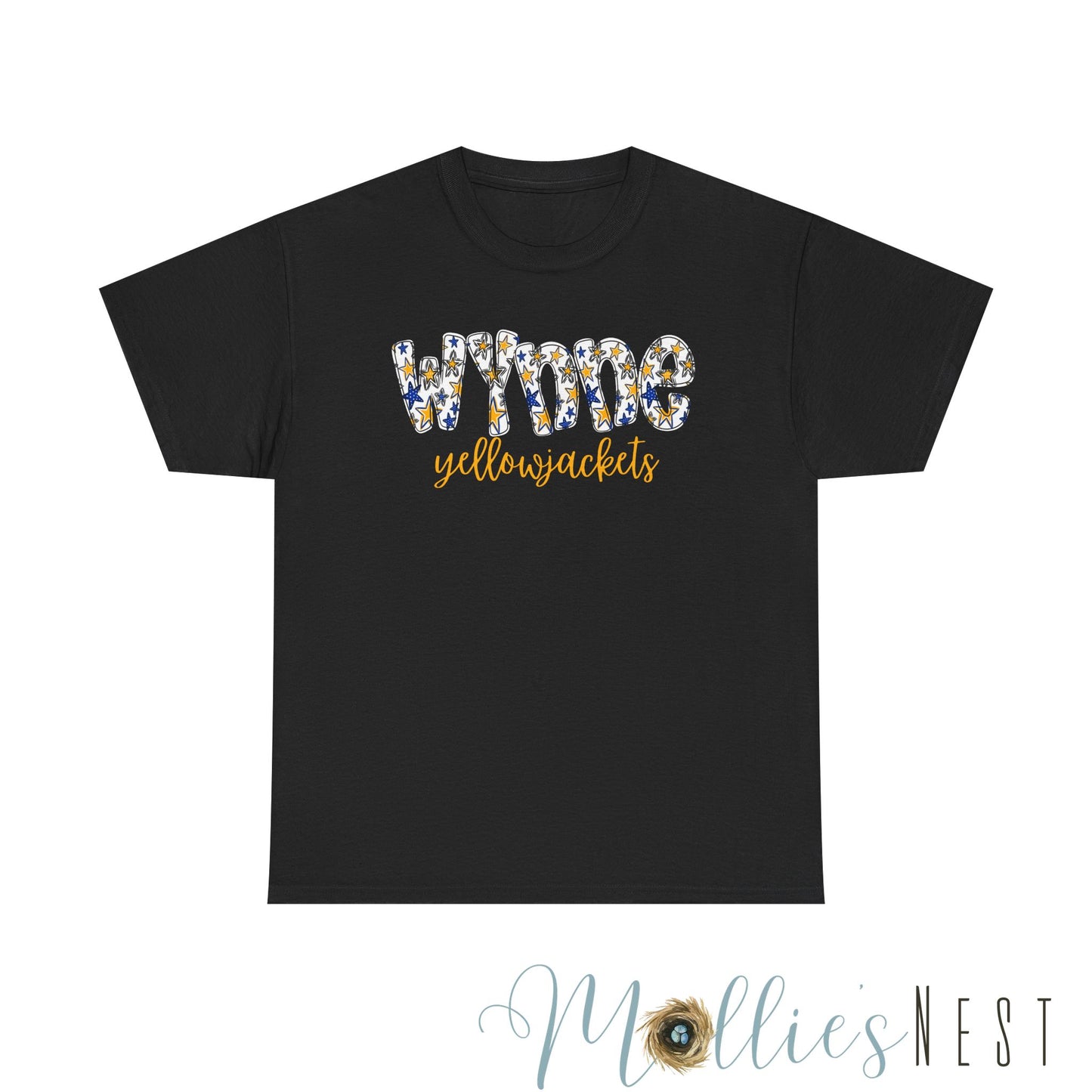 Wynne Yellowjackets Shirt. Blue & Gold