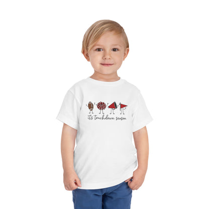 Toddler Football "It's Touchdown Season" Short Sleeve Tee (Red/Black)
