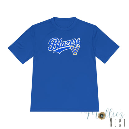 Adult. Blazers Valley View Script Performance Tee – Moisture-Wicking Athletic Shirt