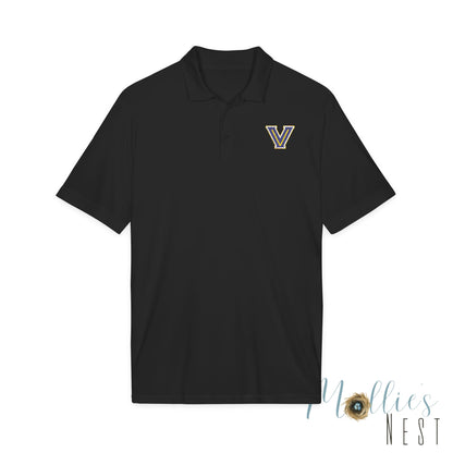 ADULT size - Embroidered 'V' Performance Polo — Moisture-Wicking Sport Shirt - Valley View Logo