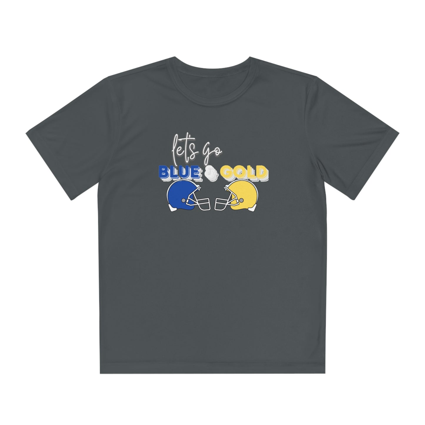 Youth Blue & Gold Football. DRIFIT Competitor Tee