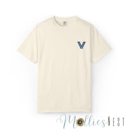 Valley View Light the Flame Football Helmet T-Shirt | Unisex Garment-Dyed Tee for Football Fans, Game Day Shirt, Sports Apparel, Casual Wear