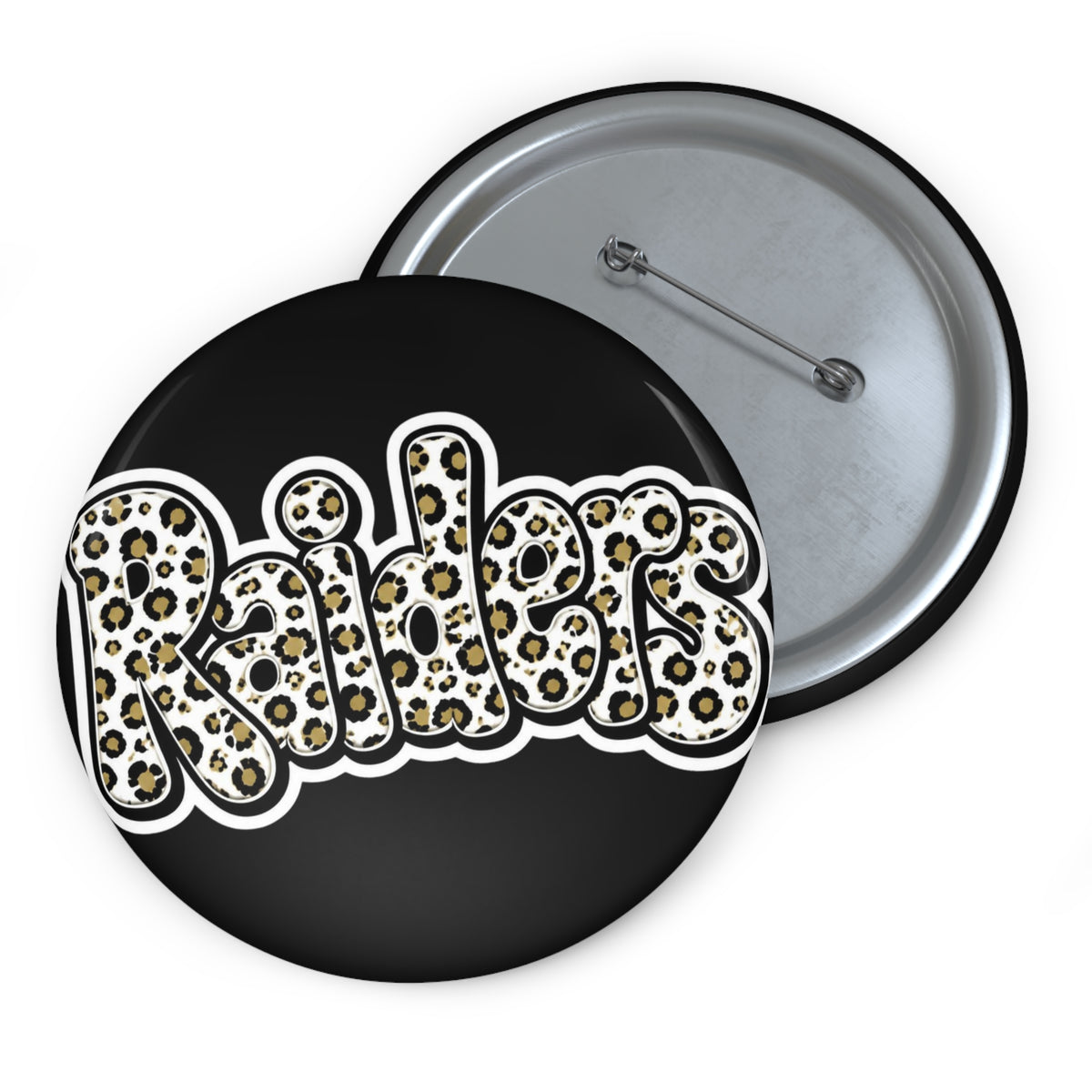 Raiders Leopard Print Pin Button 1 — Custom Team Spirit Button