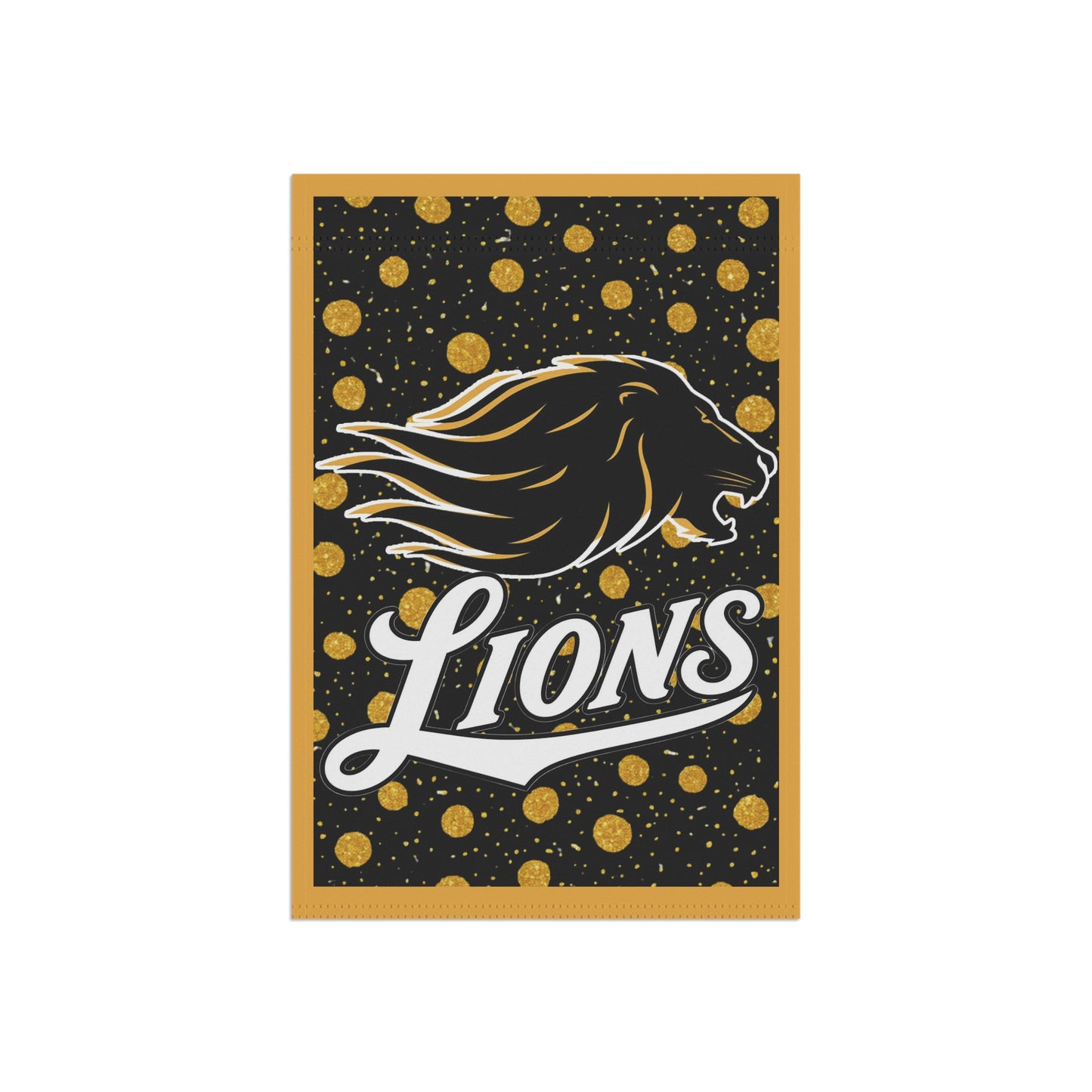Manila Lions Garden Flag — Gold Polka Dot Lion House Banner