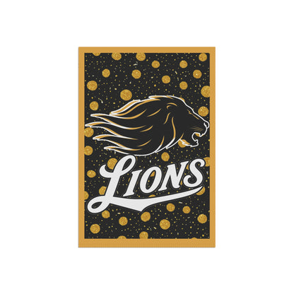 Manila Lions Garden Flag — Gold Polka Dot Lion House Banner