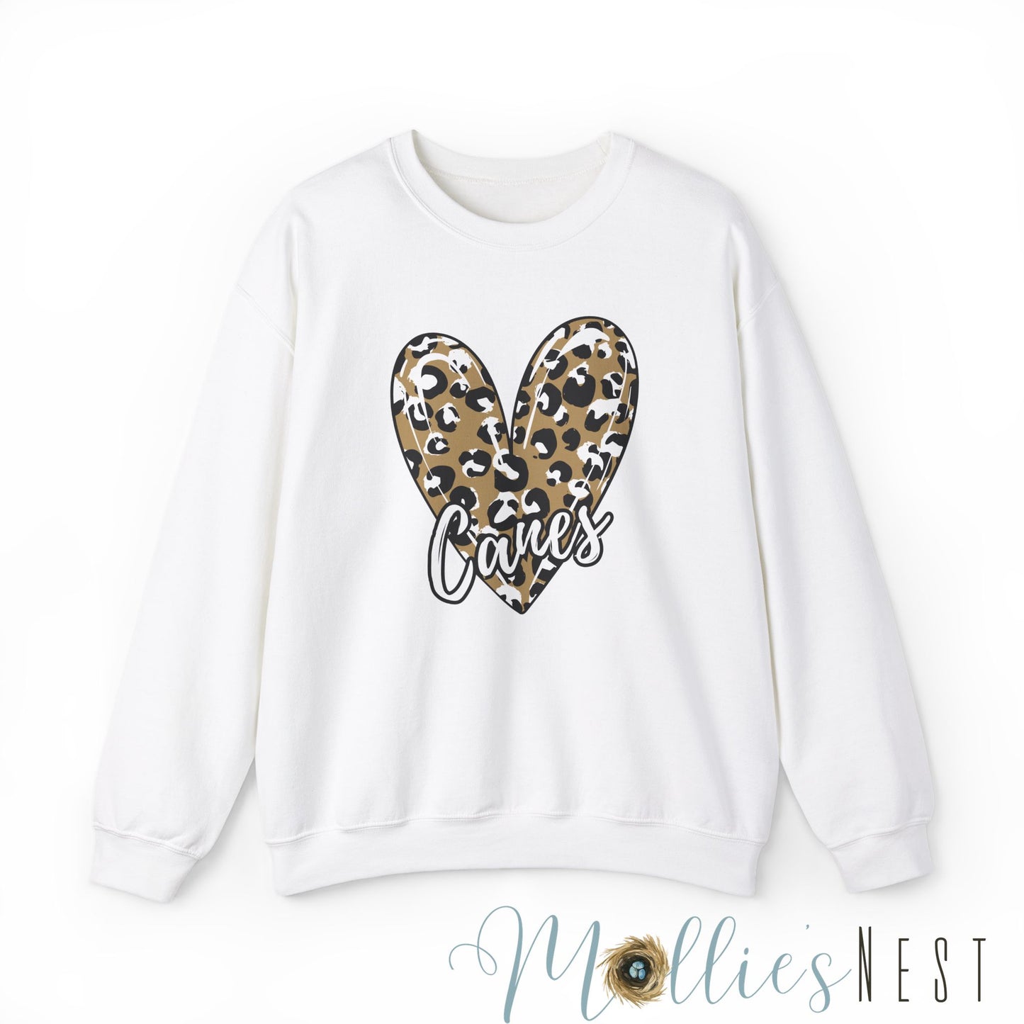 Canes. Leopard Heart. Heavy Blend™ Crewneck Sweatshirt