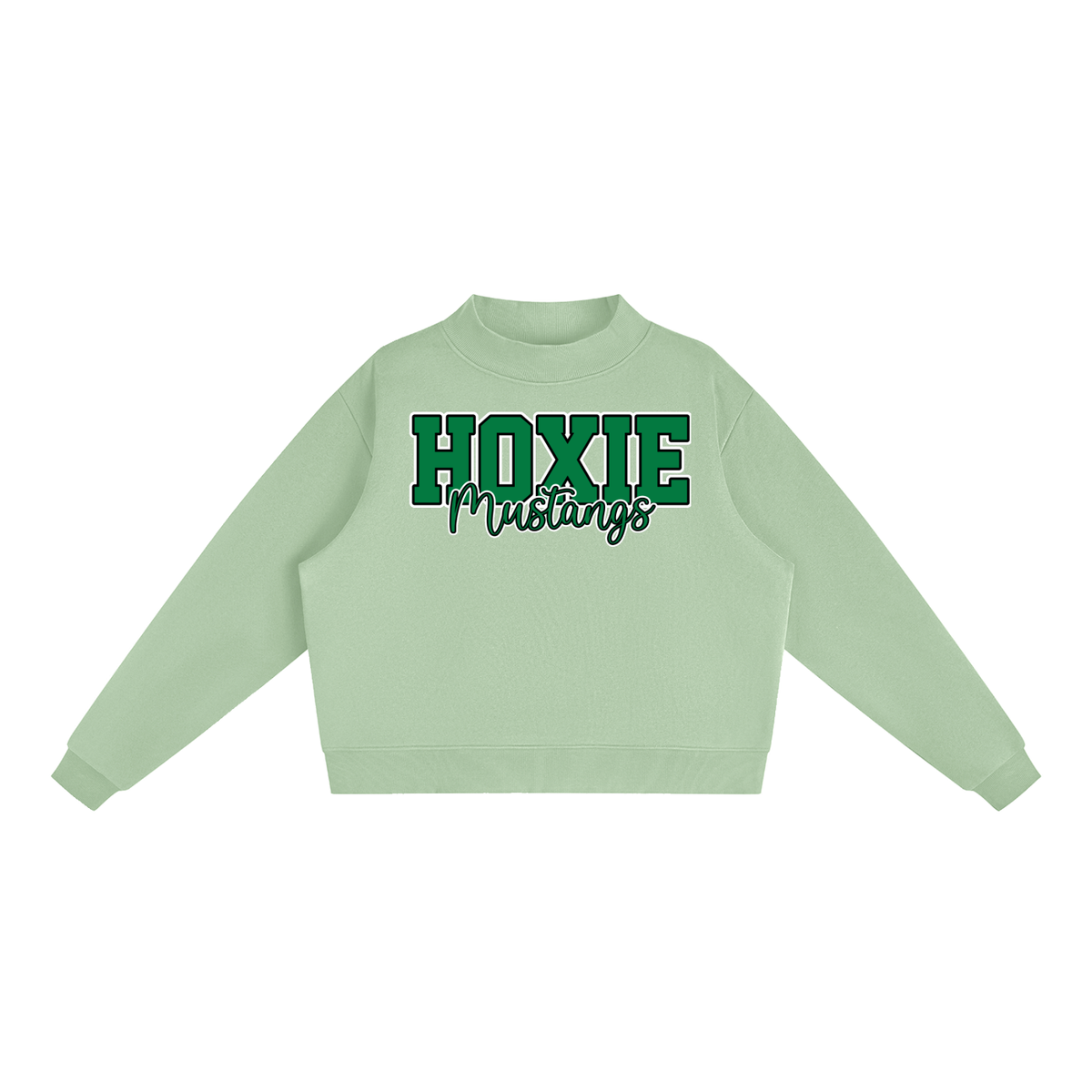 Hoxie Mustangs. Fleece Mock-Neck Crew Sweatshirt