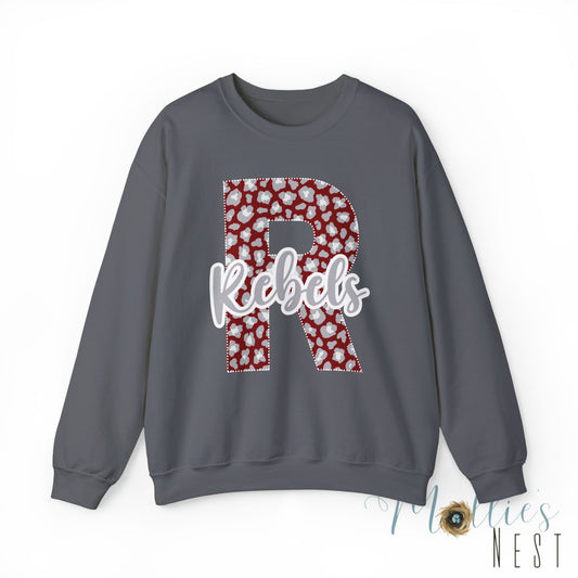 Adult. Riverside Rebels "R" Leopard Sweatshirt