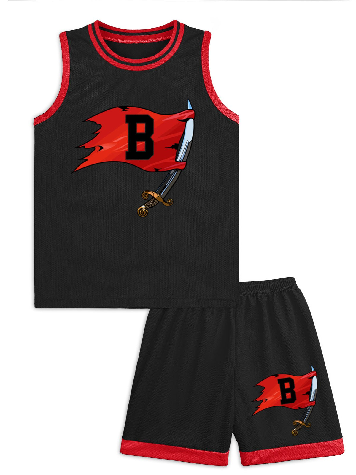 Branson Pirates. CUSTOM - Children's Basketball Jersey Set(Dual-sided Printing)