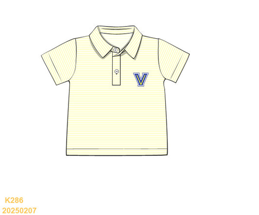 Preorder -Valley View Polo - Yellow mini stripe knit