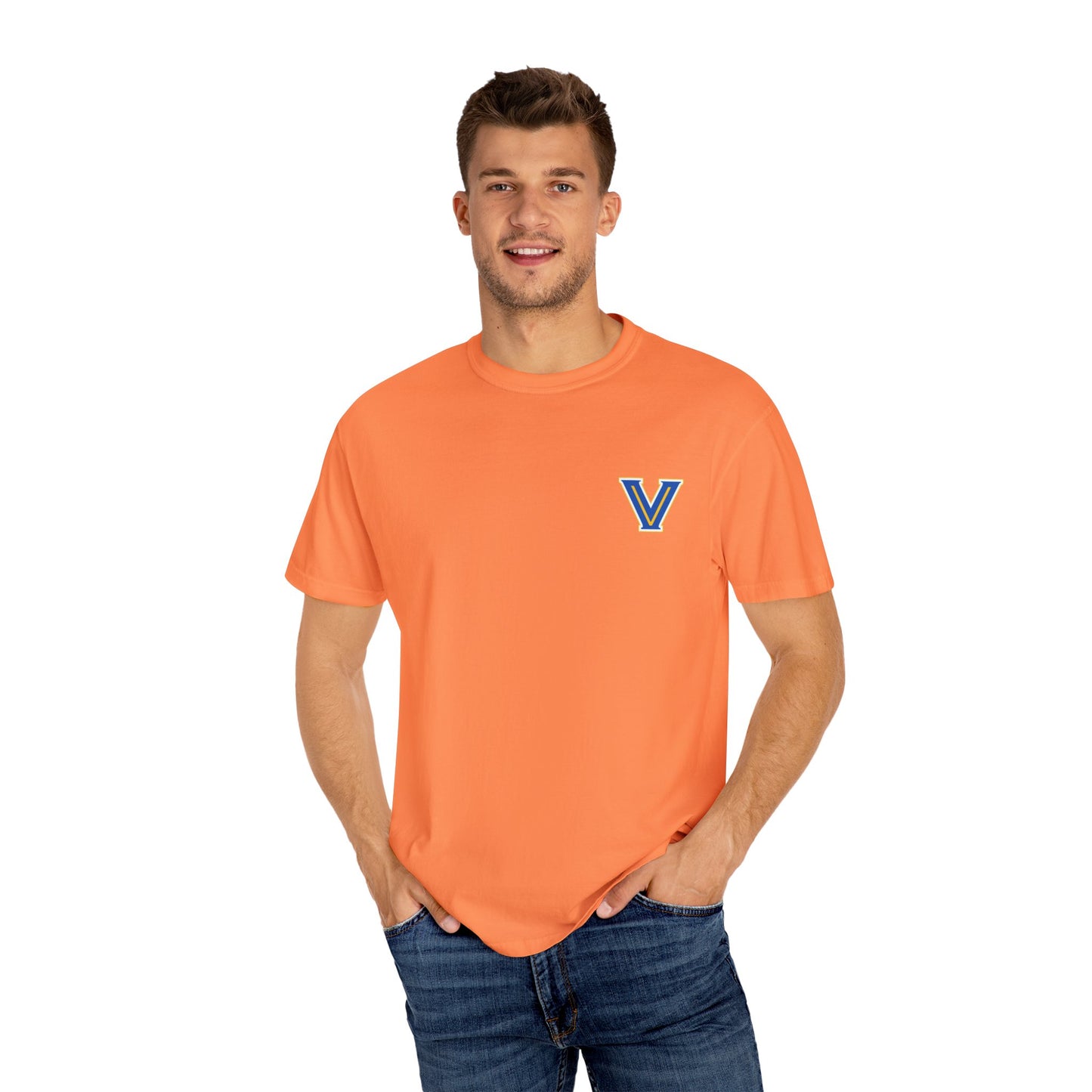 Valley View Light the Flame Football Helmet T-Shirt | Unisex Garment-Dyed Tee for Football Fans, Game Day Shirt, Sports Apparel, Casual Wear