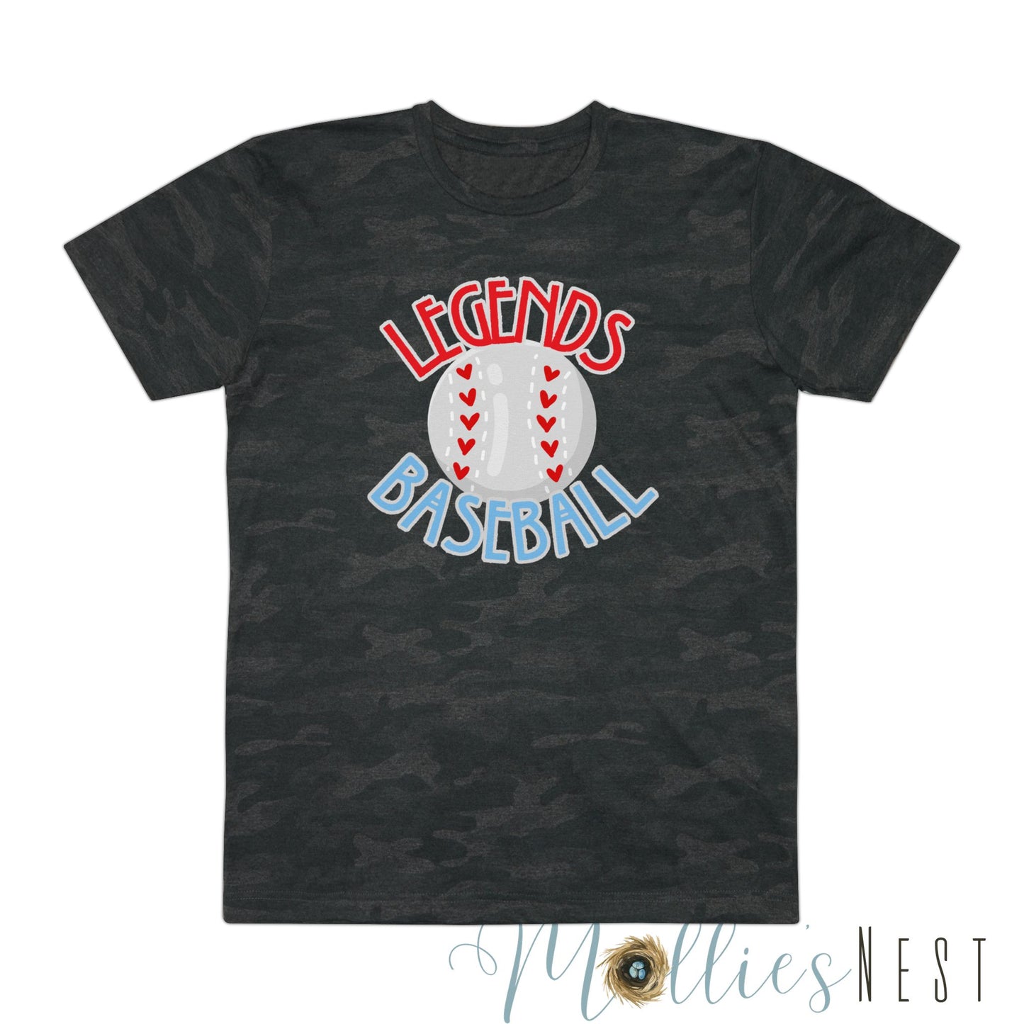 Camo & Leopard Legends Baseball Fine Jersey Tee. ADULT