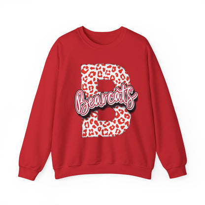 Adult. Brookland Bearcats Leopard Print "B" Crewneck Sweatshirt