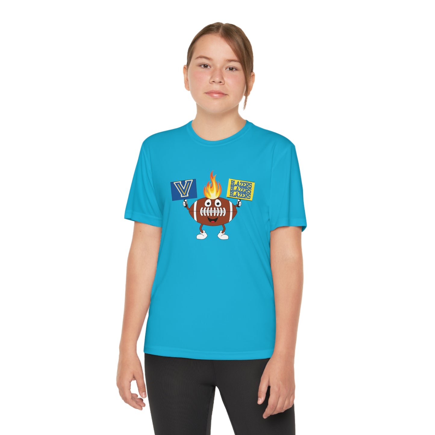 Youth Valley View Flame Football. Competitor Tee (Front Design Only)