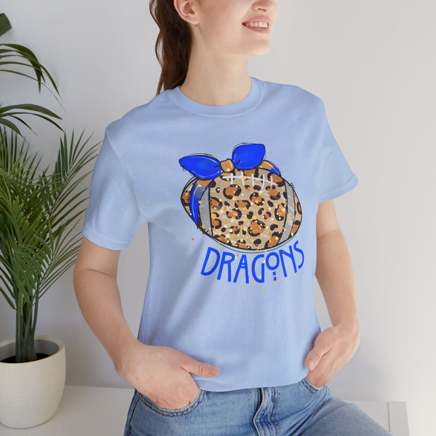 ADULT DRAGONS LEOPARD FOOTBALL. Jersey Short Sleeve Tee