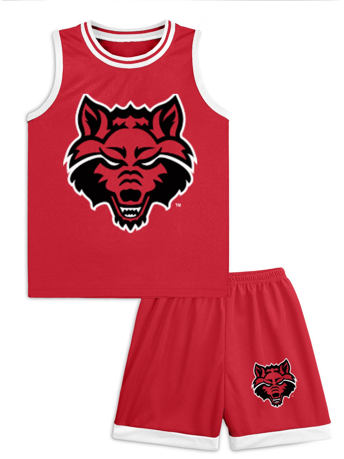 Red Wolves Children's Basketball Jersey Set