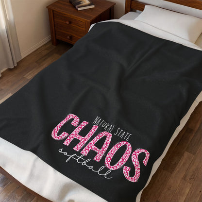 Velveteen Plush Blanket — "Natural State CHAOS Softball" Team Throw