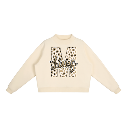 Essential Fleece Mock-Neck Crew Sweatshirt - Manila Lions Leopard M