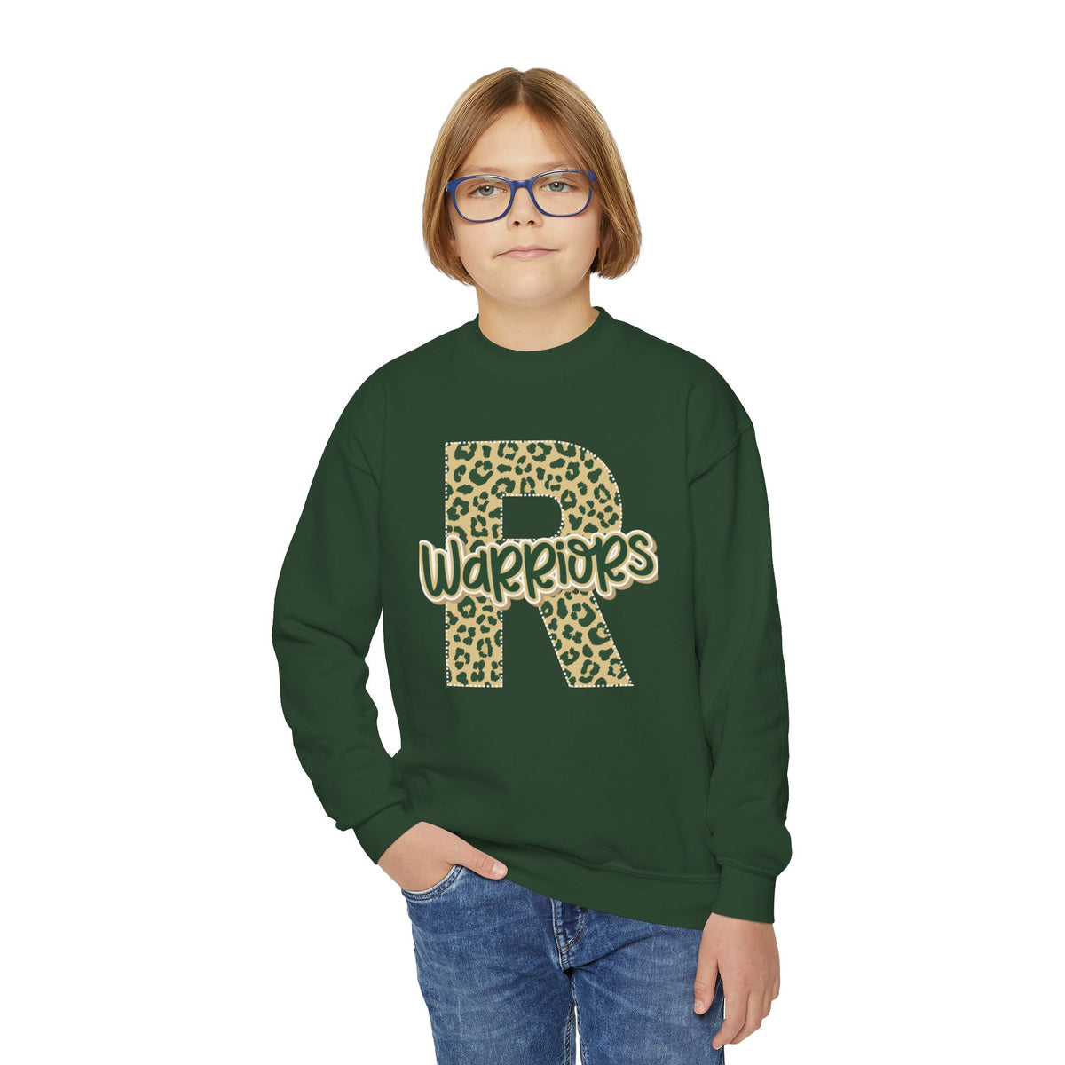 Youth Ridgefiled Christian Warriors Leopard Print Crewneck Sweatshirt