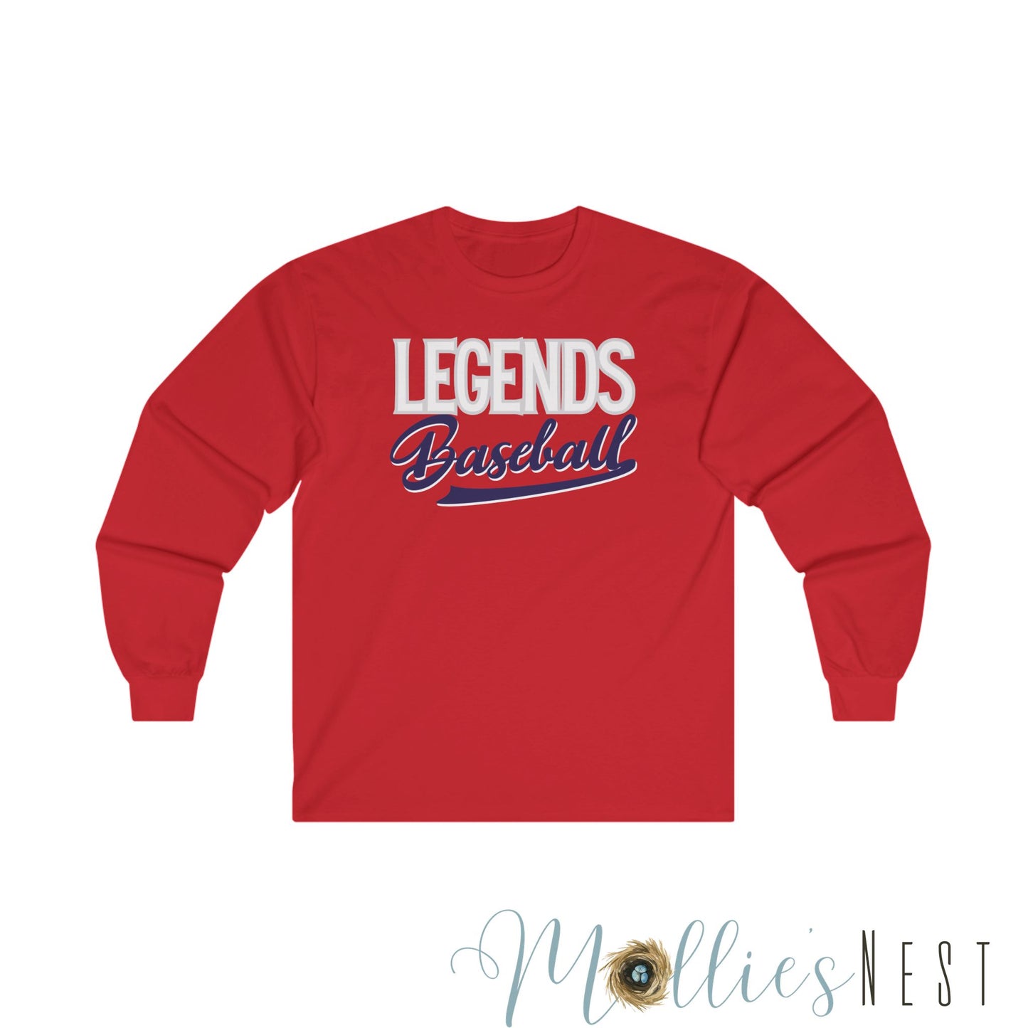 Unisex Ultra Cotton Long Sleeve Tee. ADULT LEGENDS BASEBALL