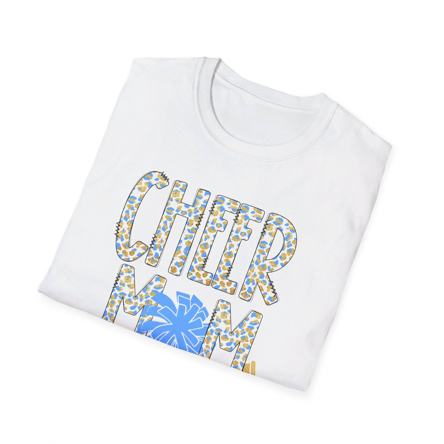 Cheer Mom. Blue & Gold Softstyle T-Shirt