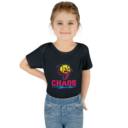 Chaos Softball Baby Bodysuit — Cute Sports Mascot Infant Onesie