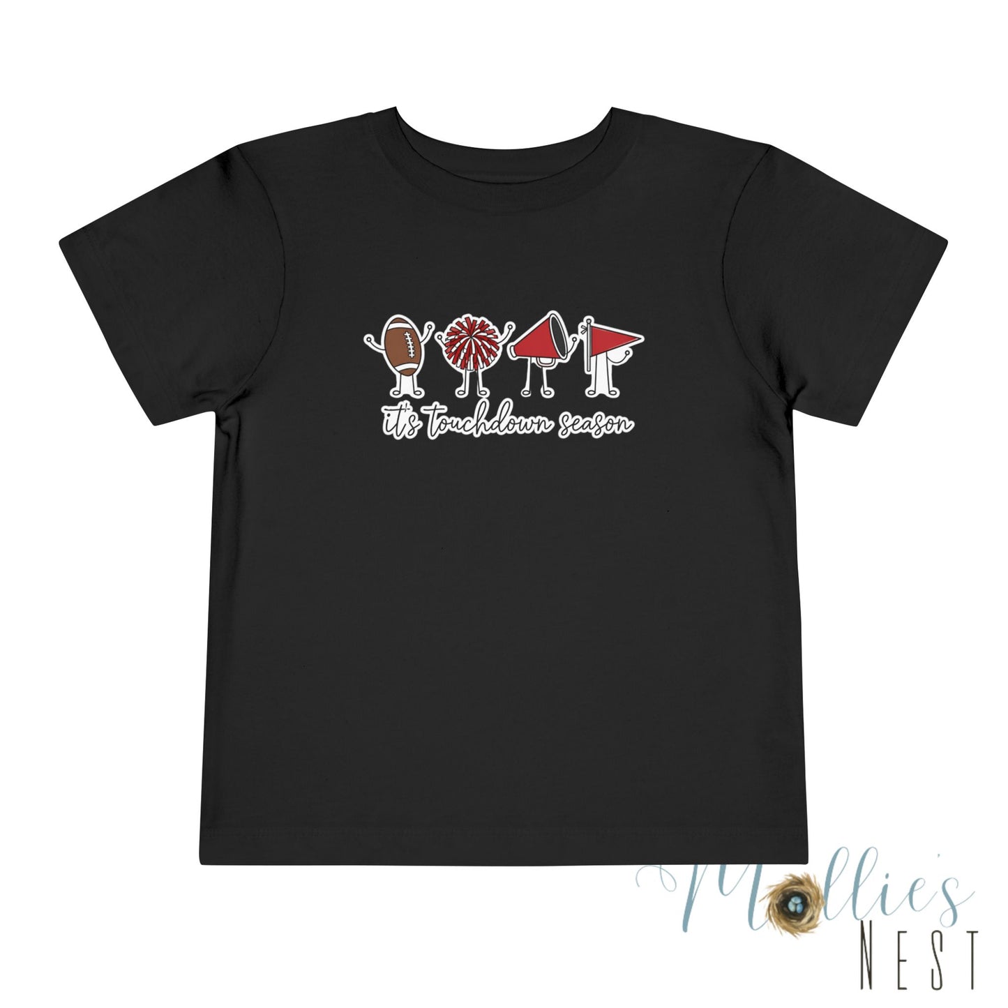 Toddler Football "It's Touchdown Season" Short Sleeve Tee (Red/Black)