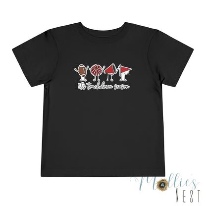 Toddler Football "It's Touchdown Season" Short Sleeve Tee (Red/Black)