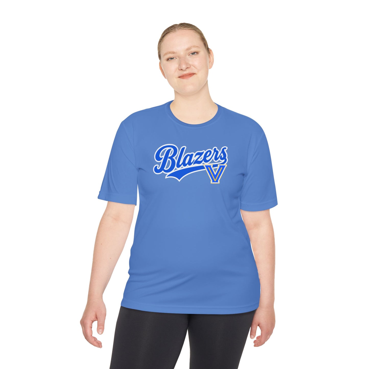 Adult. Blazers Valley View Script Performance Tee – Moisture-Wicking Athletic Shirt