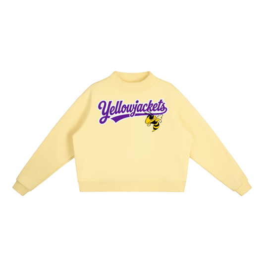 Essential Fleece Mock-Neck Crew Sweatshirt- Bay Yellowjackets