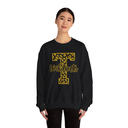 Trumann "T" Leopard Print Wildcats Crewneck Sweatshirt. ADULT