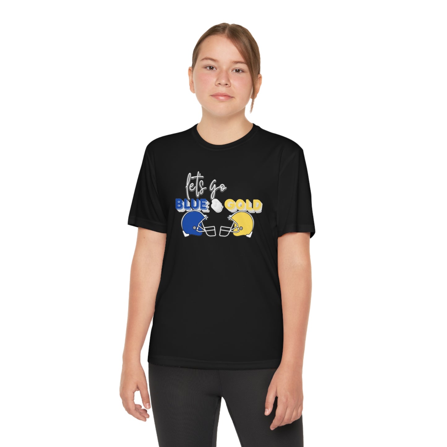 Youth Blue & Gold Football. DRIFIT Competitor Tee