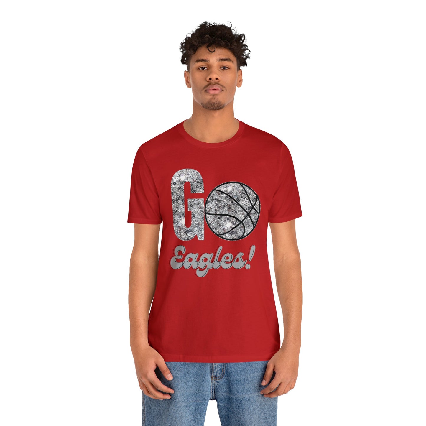 Faux Sequin Eagles Basketball Jersey Short Sleeve Tee