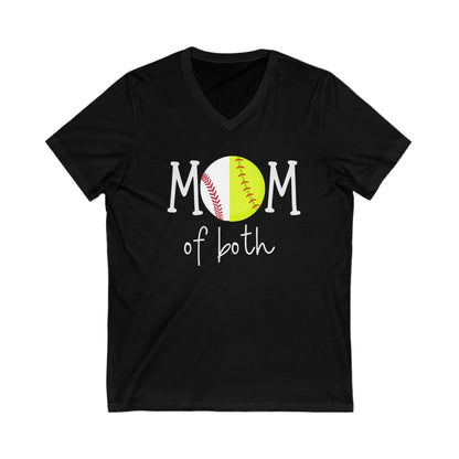 Mom of Both Jersey Short Sleeve V-Neck Tee