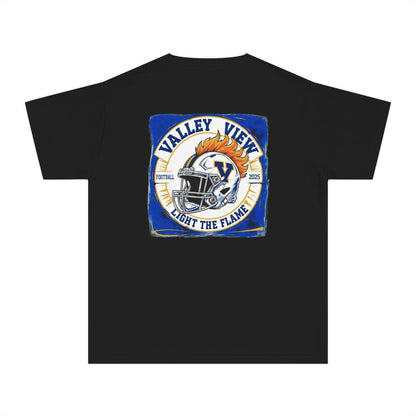 Youth Football Tee, Valley View Blazer Flame Helmet.