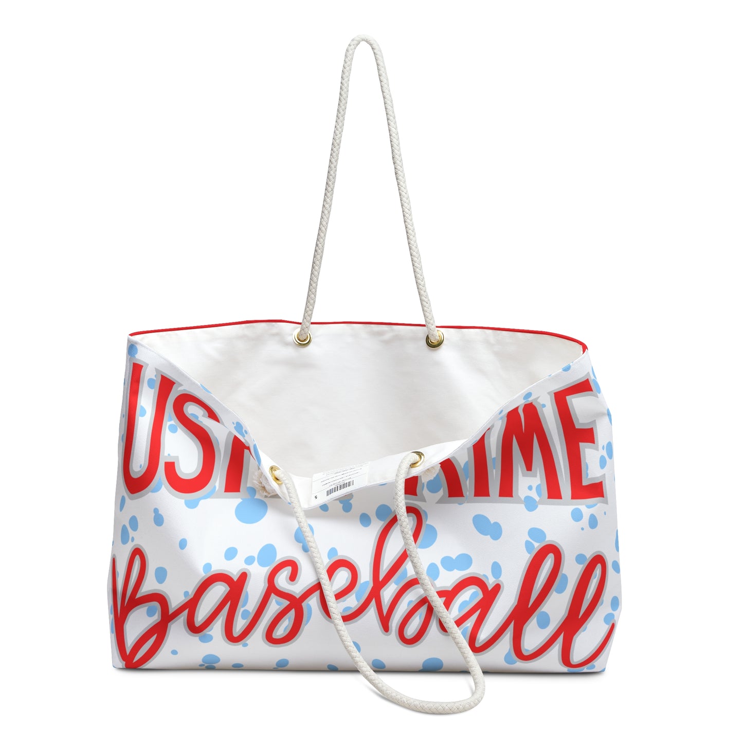 USA Prime Baseball Weekender Bag.  2 Designs (Red side with logo - Blue/White with name)