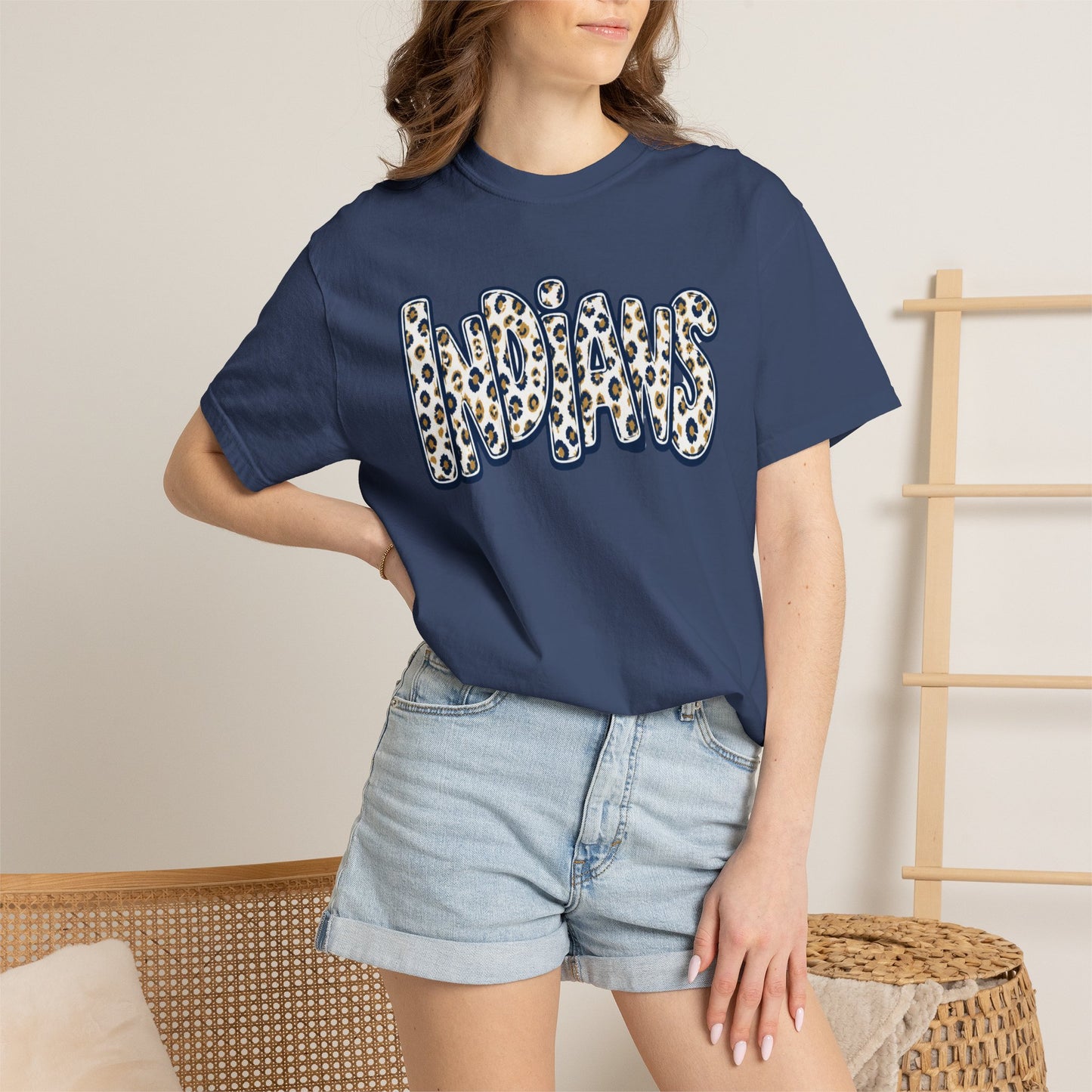 Indians Marked Tree Leopard Stacked Graphic T-Shirt - Adult