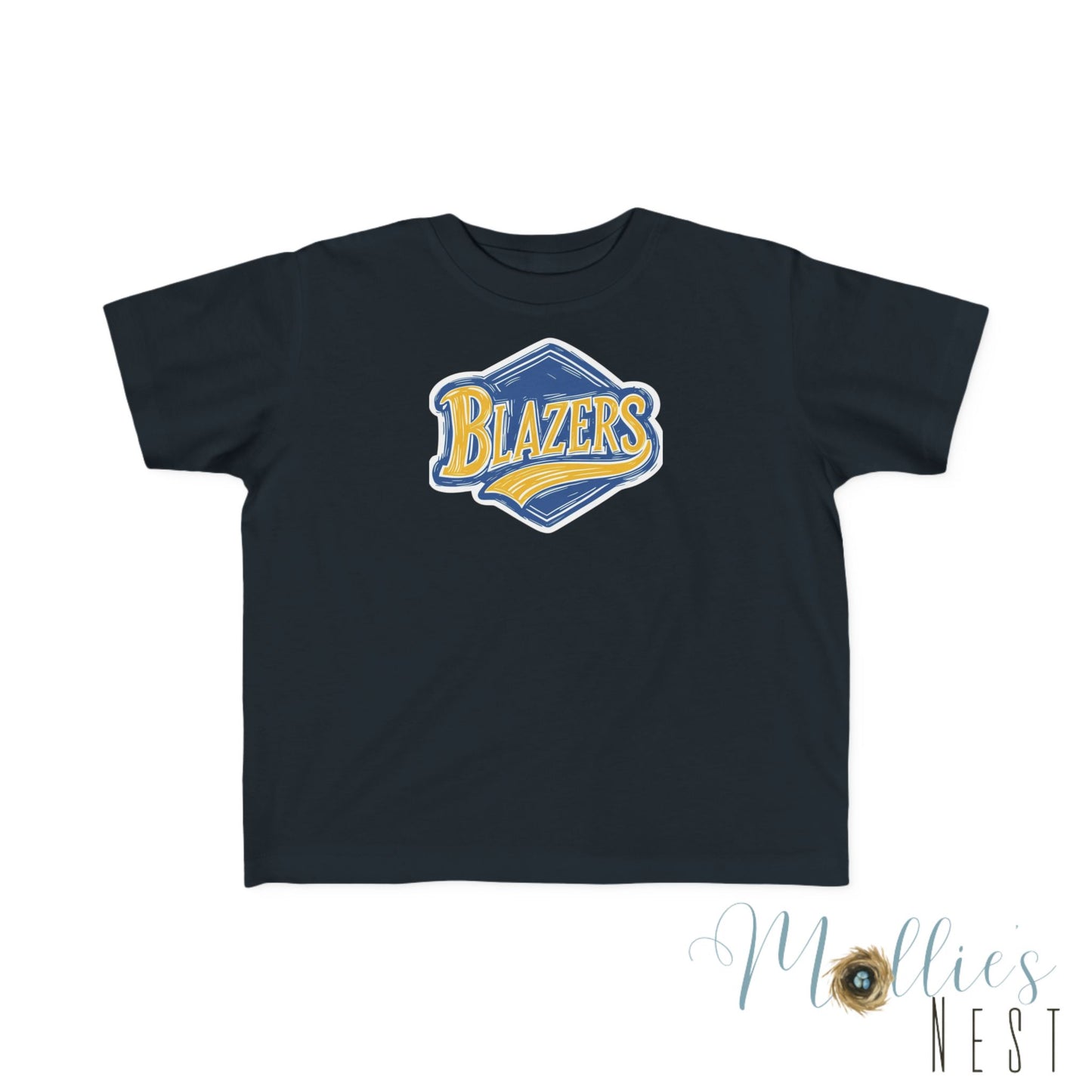 Toddler BLAZERS Retro Logo T‑Shirt — Valley View (Vintage Blue & Gold)