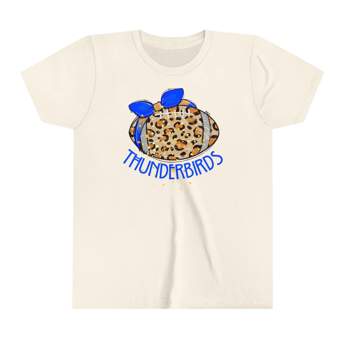 Thunderbirds Leopard Football. KIDS Short Sleeve Tee