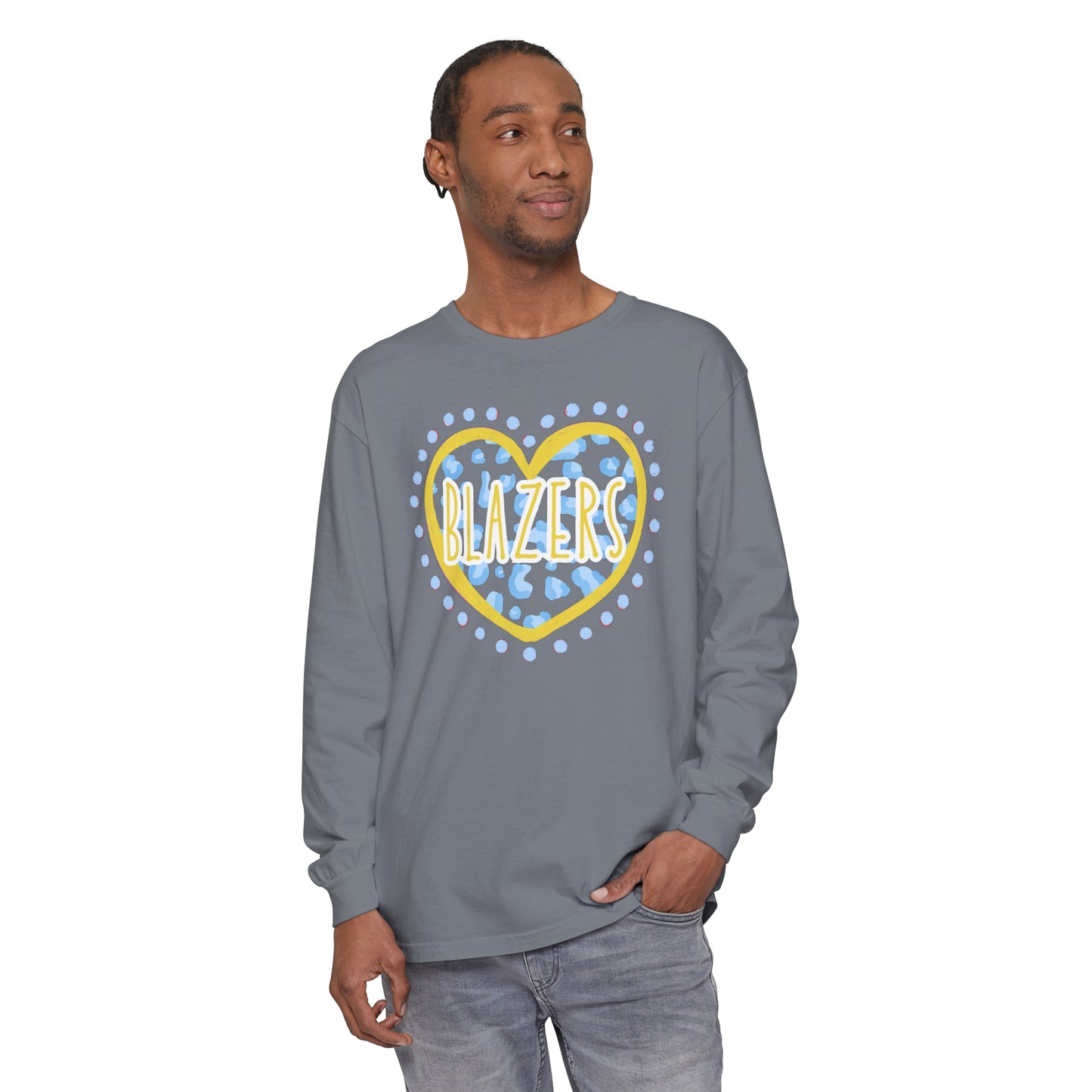 Blazers Heart Garment-dyed Long Sleeve T-Shirt