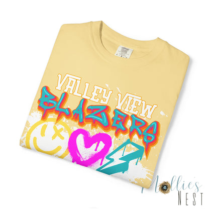 Valley View Blazers Graffiti Tee — Neon Heart, Smile & Lightning Shirt