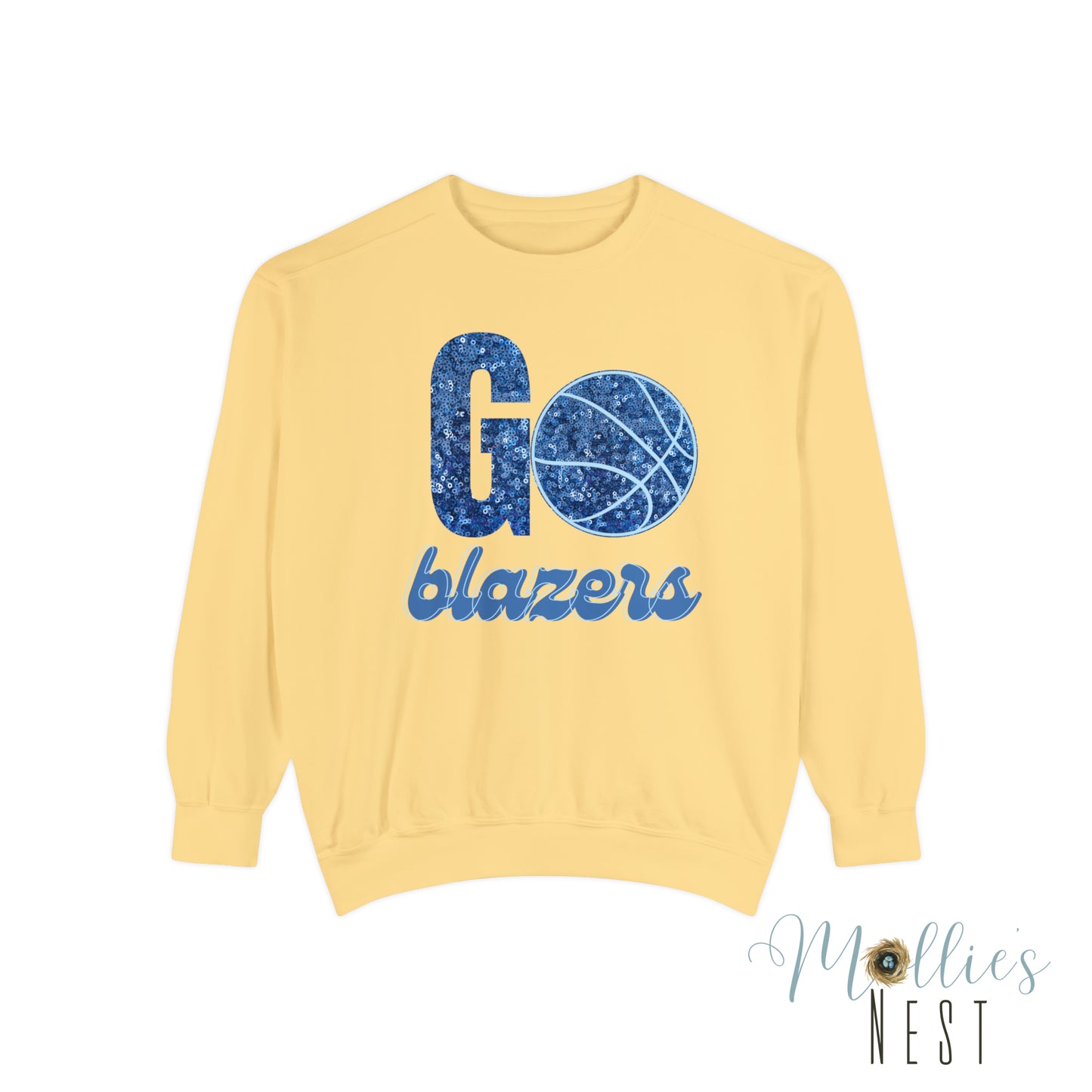 Glitter *Faux blazer basketball Garment-Dyed Sweatshirt