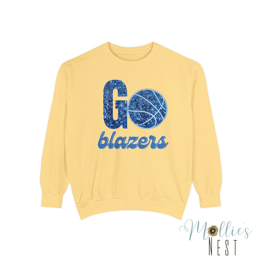 Glitter *Faux blazer basketball Garment-Dyed Sweatshirt