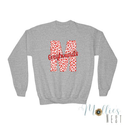 Youth Marmaduke Greyhounds. Crewneck Sweatshirt – Leopard Print