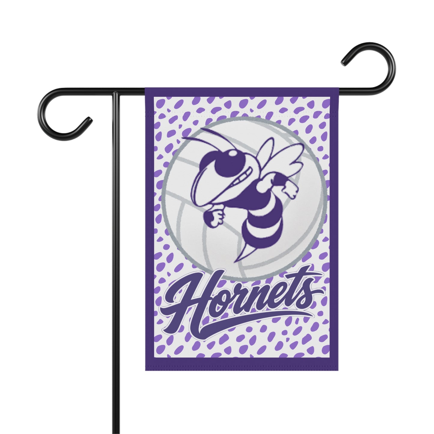 Holcomb Hornets Volleyball Flag — Purple Mascot House Banner