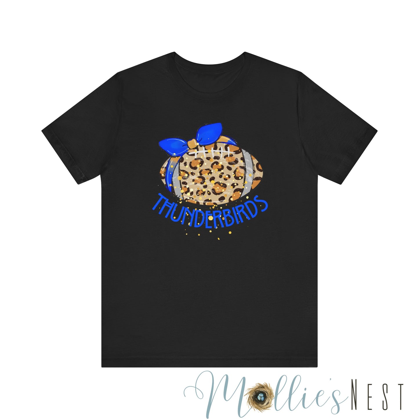 Thunderbirds Leopard Football. ADULT Jersey Short Sleeve Tee