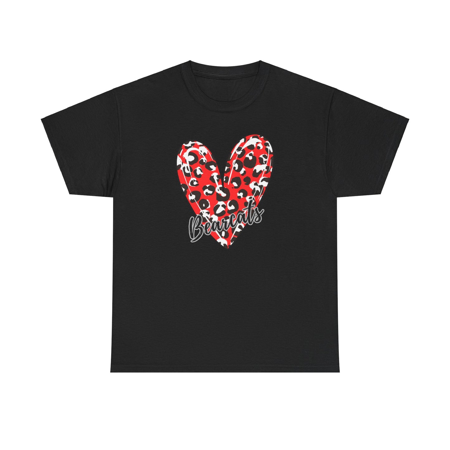 Unisex Heavy Cotton Tee. Bearcats Leopard Heart