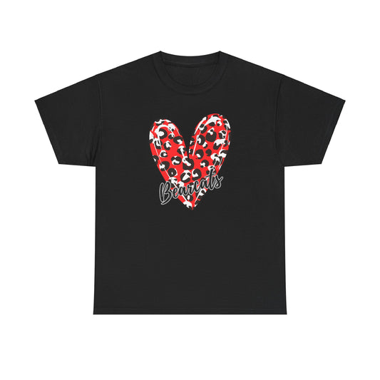 Unisex Heavy Cotton Tee. Bearcats Leopard Heart