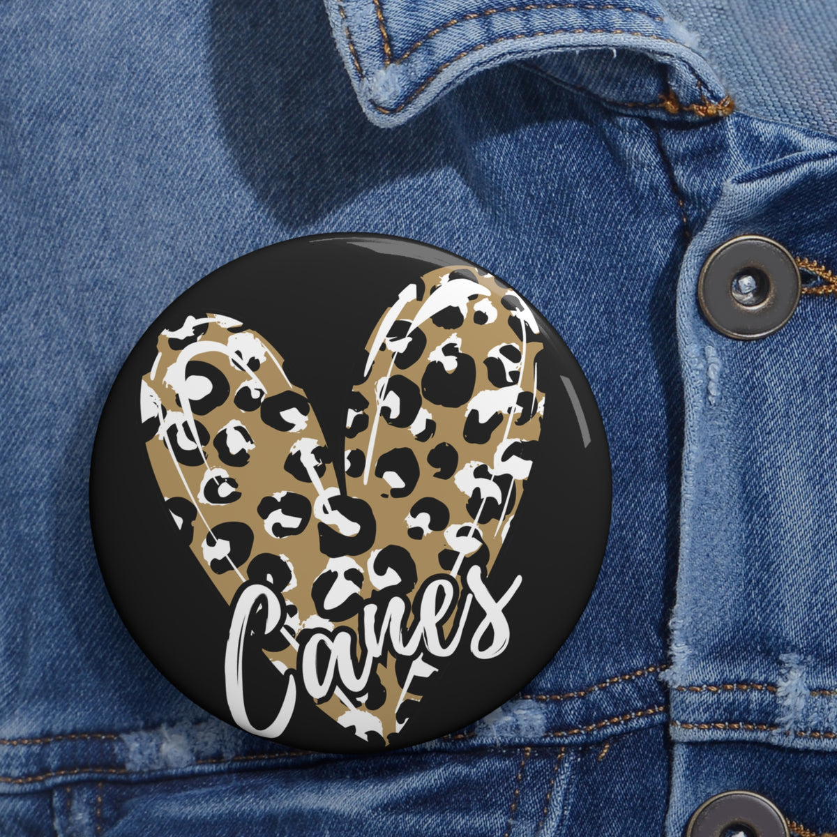 Jonesboro Hurricane Leopard Heart "CANES" - BUTTON 4
